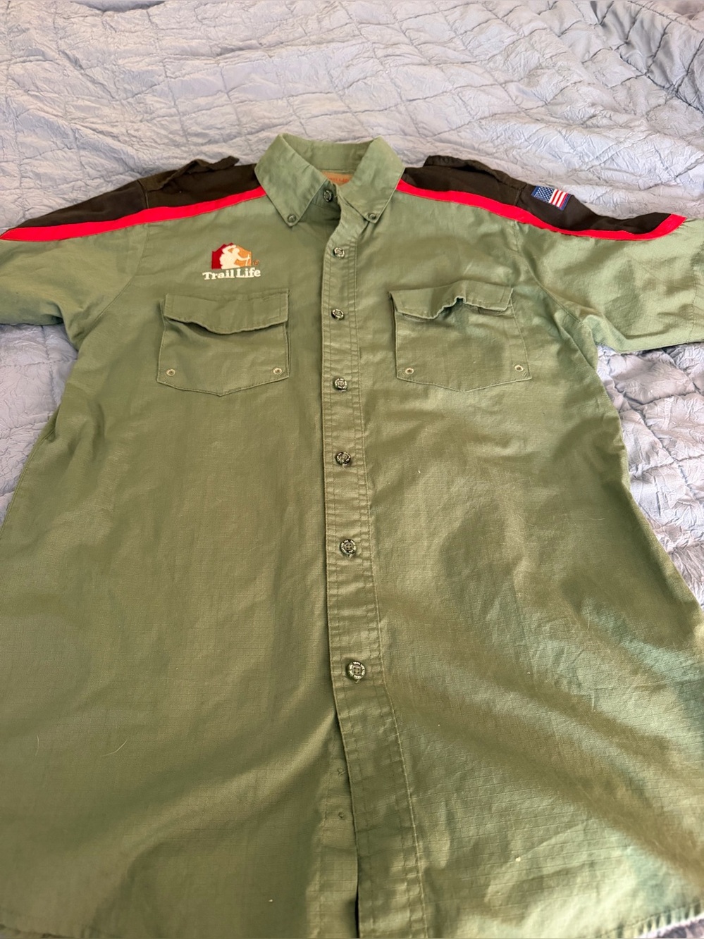 Trail Life USA Olive Green Button-Up Shirt Trail Leader Men’s Medium